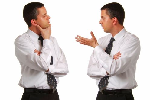 Conceptual image showing the same man in two different positions.